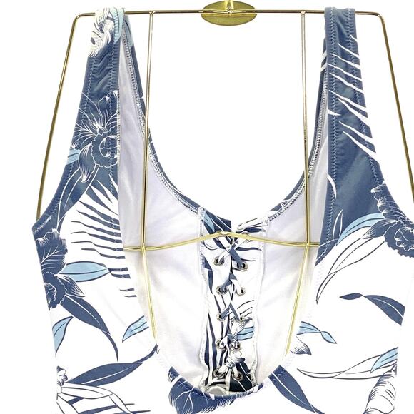 Rhythm Honolulu Tropical Print Swimsuit One Piece Womens M Malibu Blue Hawaiian - Picture 7 of 10